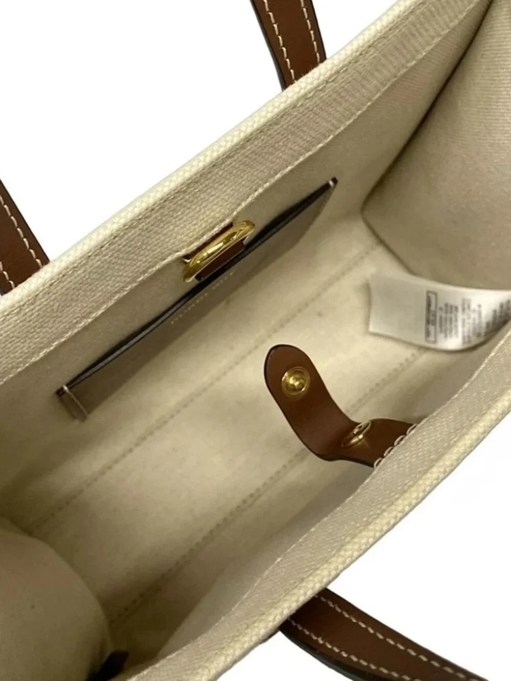 Burberry Mini Fraya Tote 8044143 Cream Brown Canvas Leather Shoulder Bag - Picture 13 of 14